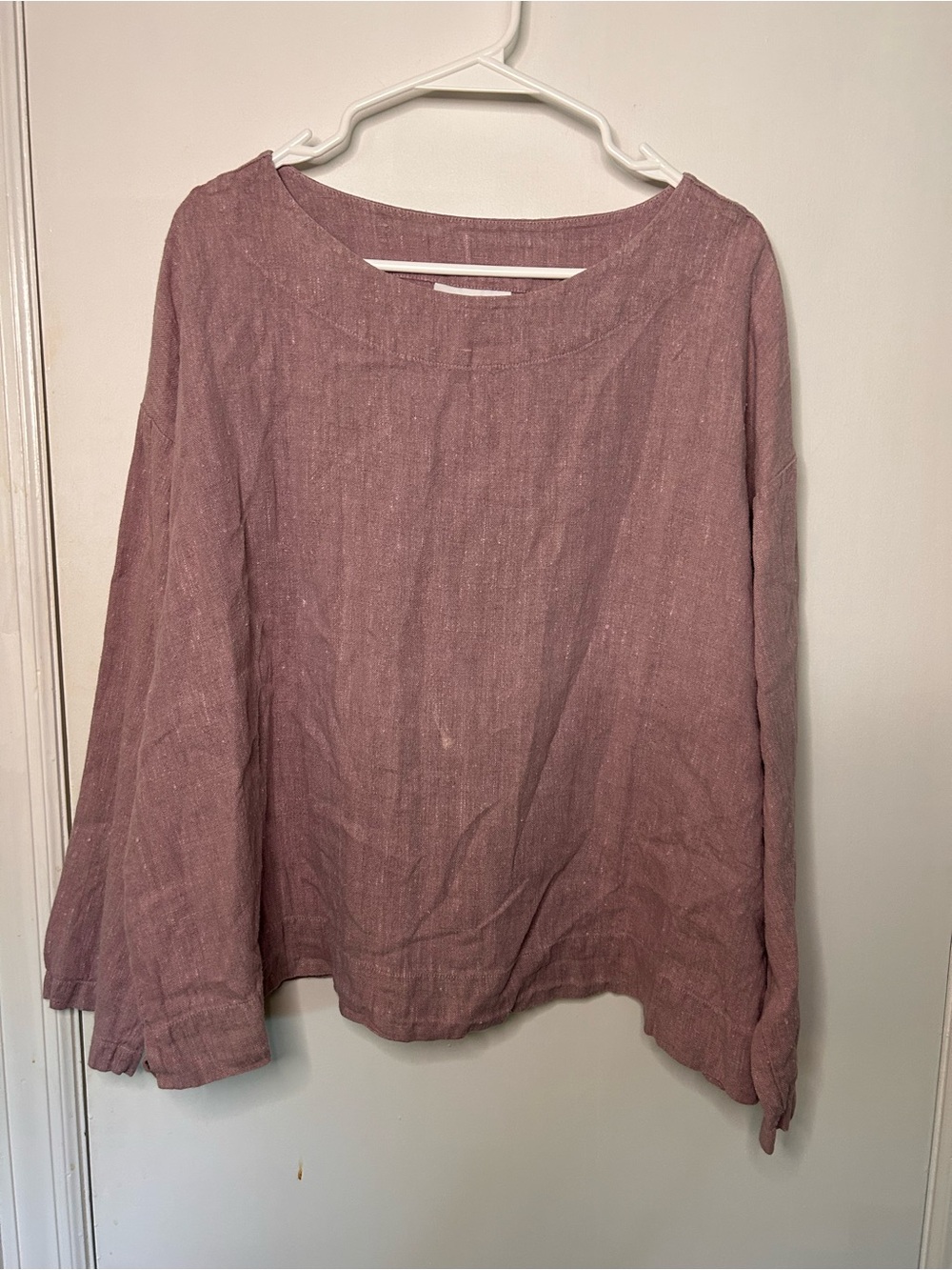 BRYN WALKER 100% LINEN DUSTY ROSE BOXY SILHOUETTE TOP SIZE S